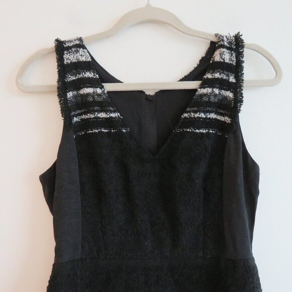 KOBI HALPERIN Black Textured Tweed Wool Blend Officecore Fit and Flare Dress - Picture 3 of 14